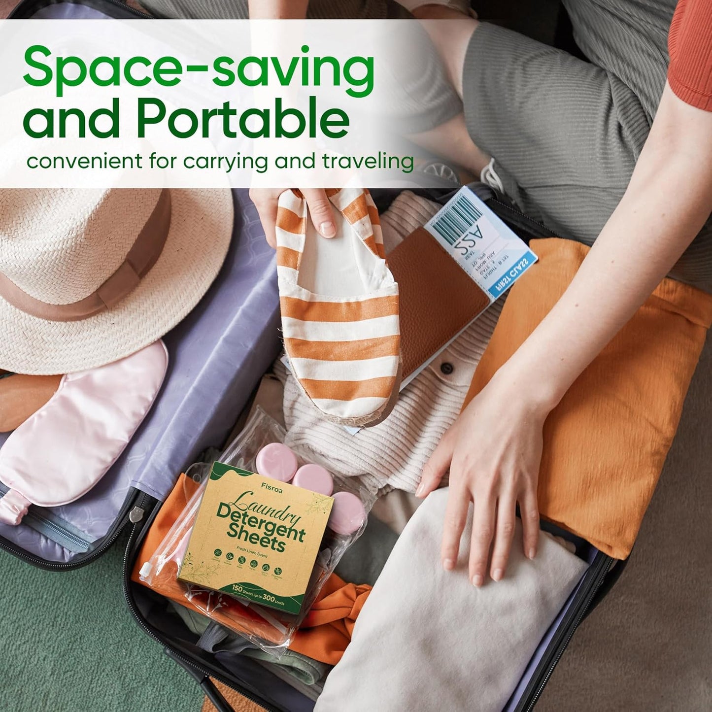 Travel Laundry Detergent Sheets Fisroa 300 Loads Eco-friendly Washing Detergent Sheets Plastic-Free Washer Sheets, Fresh Linen Scent Liquidless Laundry Sheets Strips for Camping Dorm