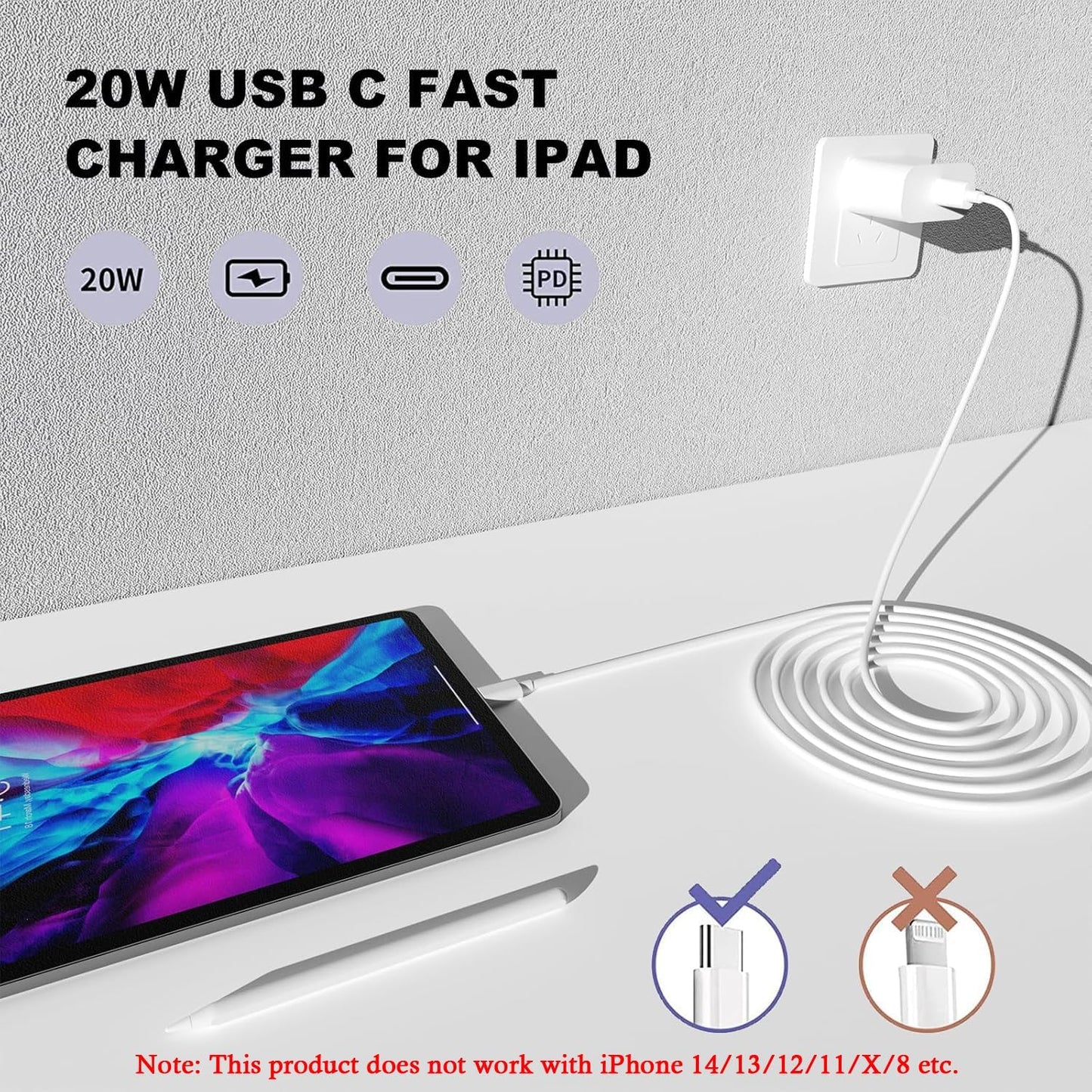 iPhone 17 16 15 Charger Fast Charging,20W Apple iPad USB C Fast Charger,2Pack 6ft USB C Wall Charger Block for iPhone 17/Pro/Pro Max/17 Air/ 16/16 Pro/16 Pro Max/15/Plus/Pro/Pro Max, iPad Pro/Mini