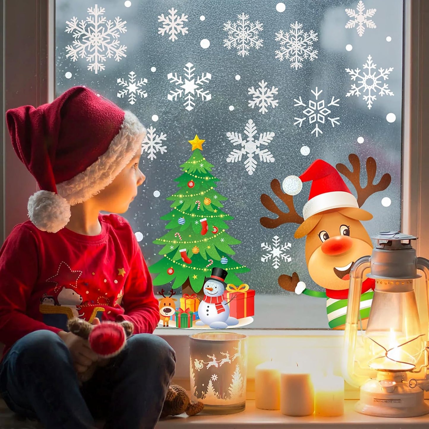 449PCS+ Christmas White Snowflakes Window Clings Decal Stickers Ornaments for Winter New Year Xmas Party Supplies Frozen Wonderland Decorations (10 Sheets)