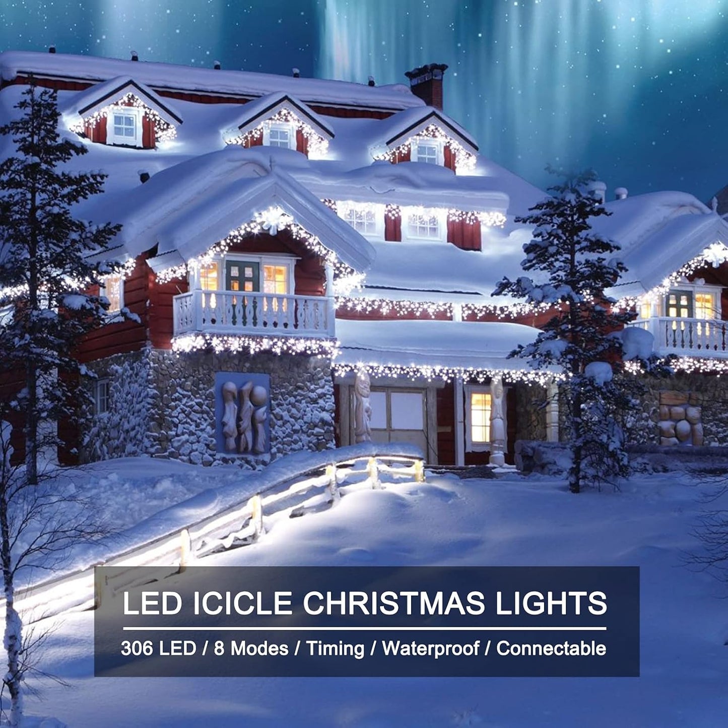 Icicle Christmas Lights Outdoor, 40Ft 432 LED Waterproof White Icicle Lights for Outside, 8 Lighting Modes Connectable String Light with Remote,Timer, 81 Drops Christmas Decorations for House Eaves