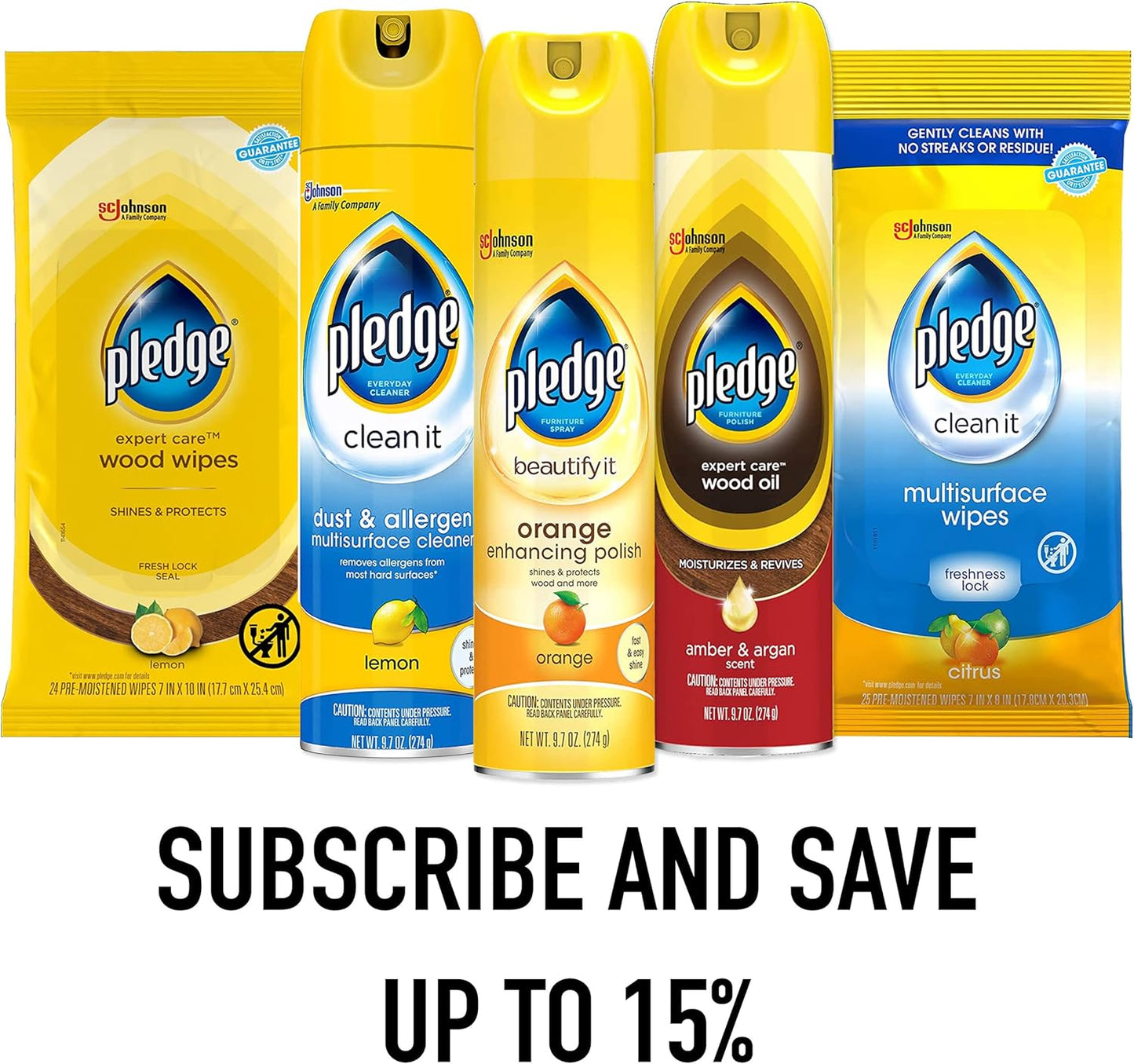 Pledge Expert Care Enhancing Wood Wipes, Lemon Scent, 24 Count