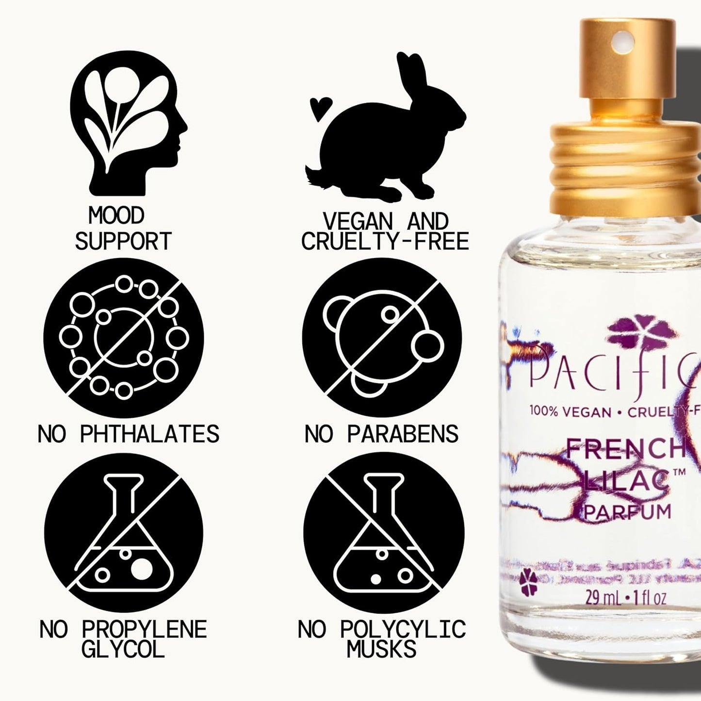 Pacifica French Lilac Spray Perfume – Clean Vegan Floral Fragrance for Women, Fresh-Cut Lilac & Powdery Magnolia Notes, Long-Lasting Romantic Spring Scent, 1 oz