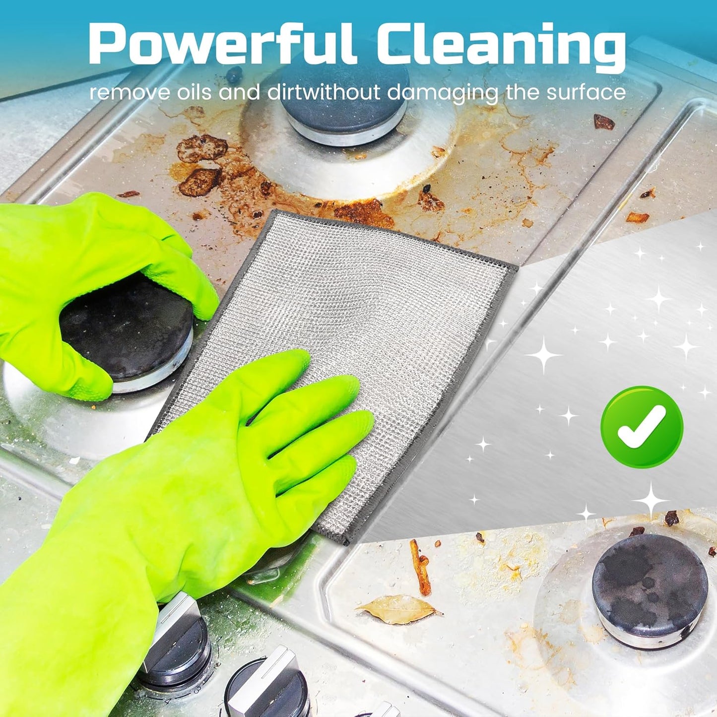 Forggon10 Pcs New Upgrade 3-Layer Metal Dish Cloth, No Scratches and No Odor, Multipurpose Wire Dishwashing Rag for Wet and Dry, Kitchen Cleaning DishRags,Sinks,Dishes,Stove Top, Dimensions(7.08X8.86)