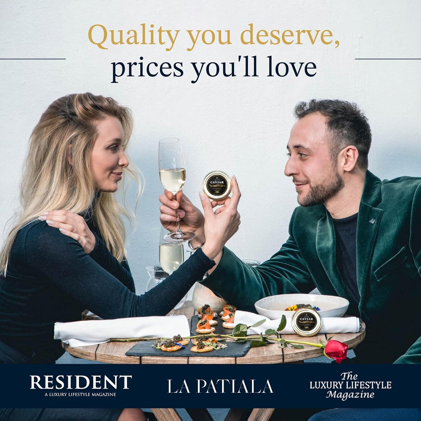 Overnight Guaranteed, BESTER Premium Russian Osetra Sturgeon Black Caviar - (8.8 oz-250g) - Malossol Ossetra Black Roe - Premium Quality, Traditional Style, Imported. Free blinis and 2 spoons.