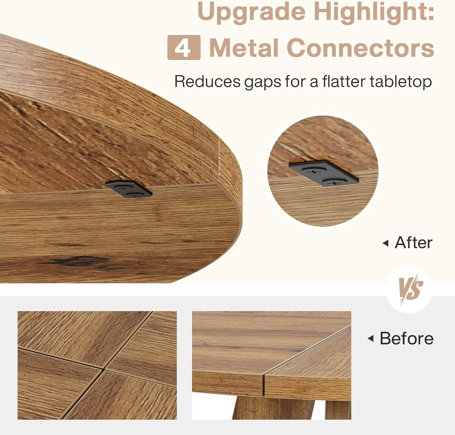 Tribesigns Farmhouse Dining Table, 47 Inch Round Dinner Table for 4, Rustic Round Dining Room Table for Home Dining Room Living Room (Wood)