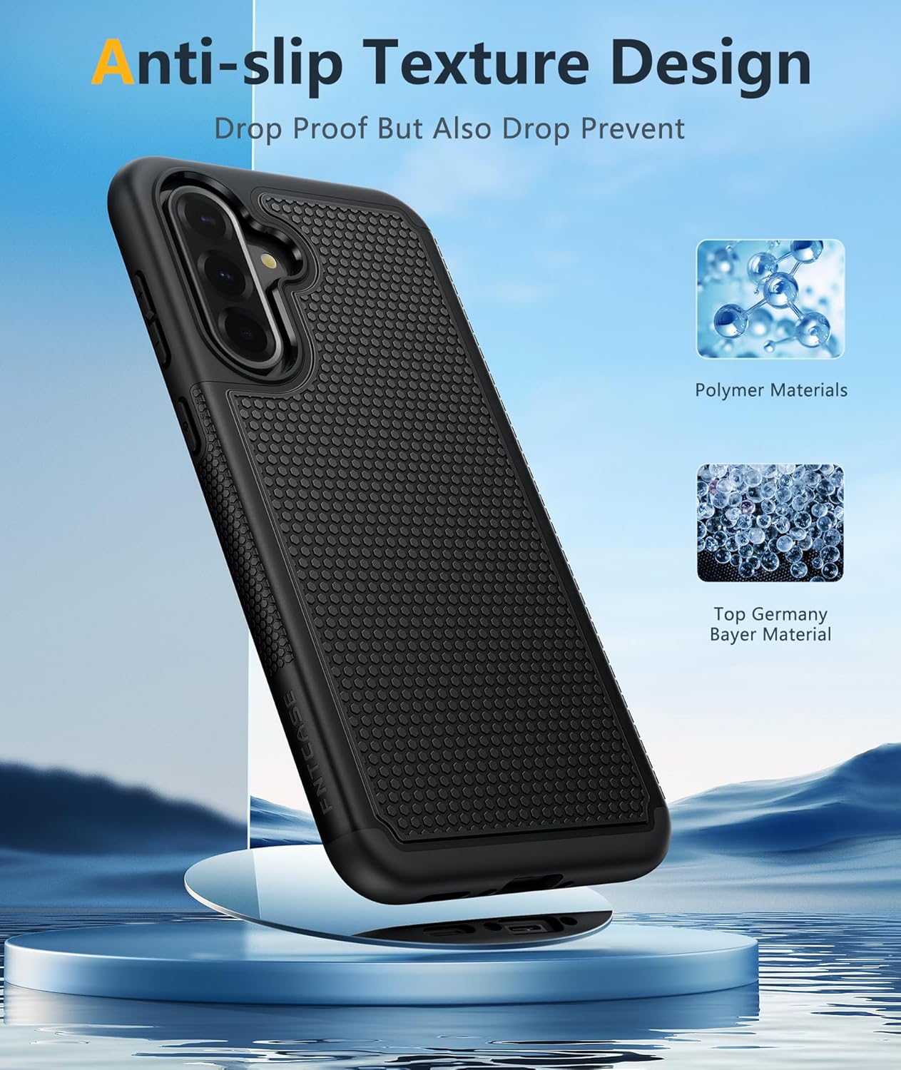 FNTCASE for Samsung Galaxy A16-5G Case: Dual Layer Protective Heavy Duty Cell Phone Cover with Non Slip Textured Back - Shockproof Rugged Military Grade Drop Protection Bumper Tough Black