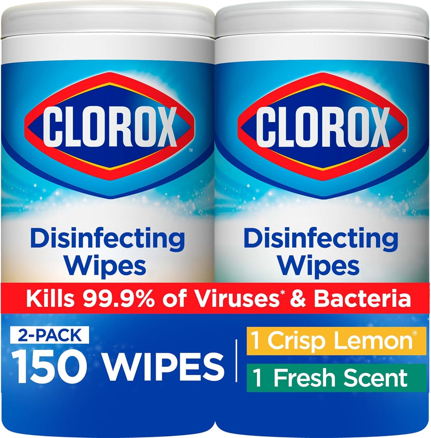Clorox Disinfecting Wipes Value Pack, Bleach Free Cleaning Wipes, 75 Count Each, Pack of 2, Packaging May Vary