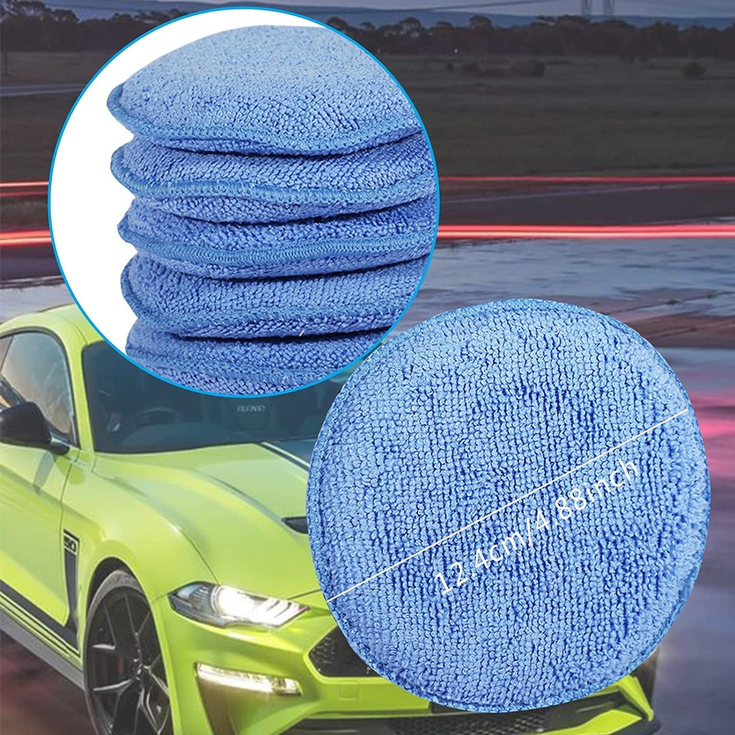 Microfiber Wax Applicator Pads, Car Wax Applicator, Buffing & Detail Polishing Foam Pads for Car Cleaning and Fine Polishing (5" Diameter, 6 Pack)…