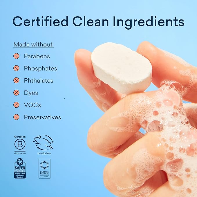 BLUELAND Dishwasher Detergent Tablets, 36 Count, Unscented 100% Plastic-Free Eco Friendly Dishwashing Pods, Natural, Sustainable