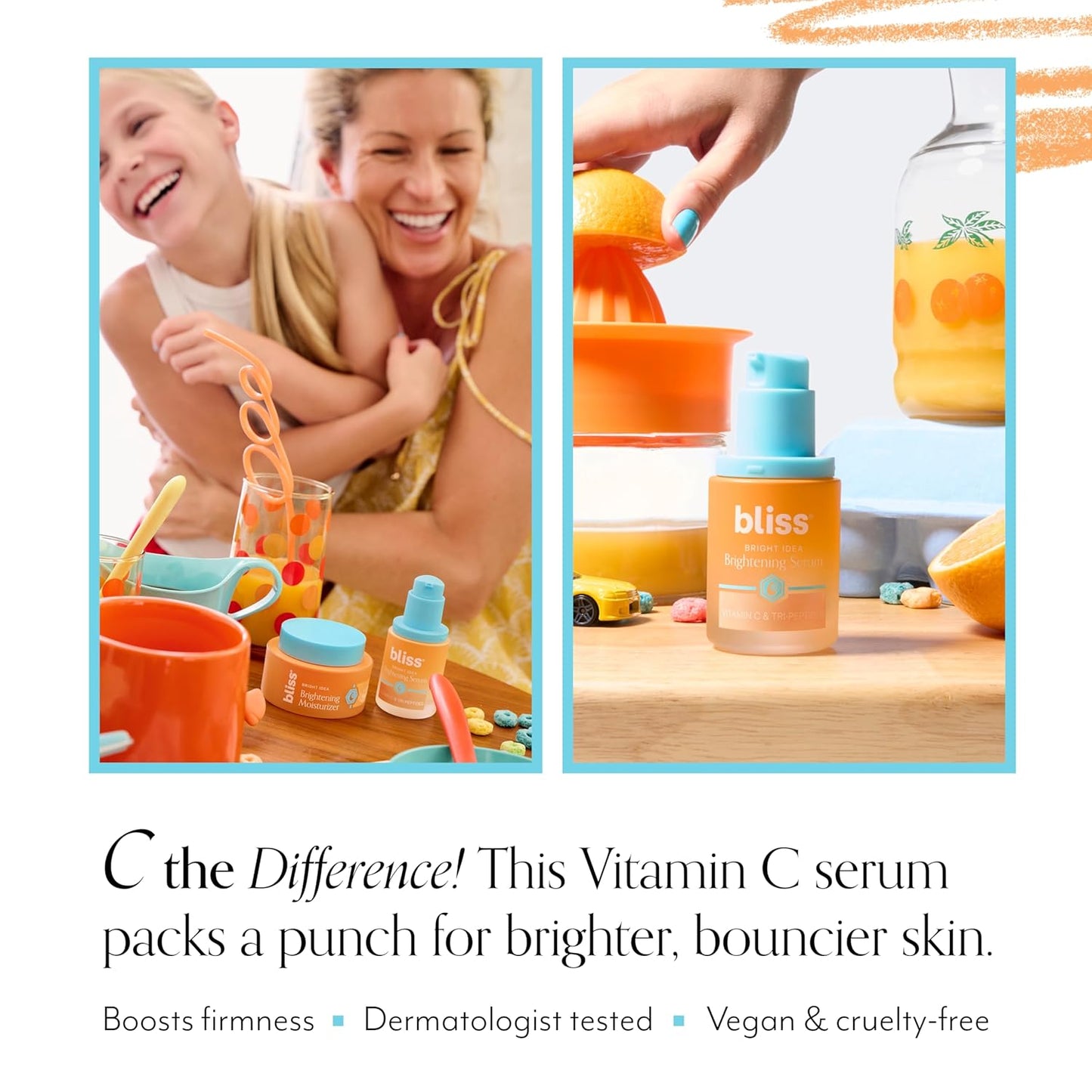 Bliss Vitamin C + Tri-Peptide Bright Idea Serum – 15% Brightening + Barrier Boost Complex for Radiant, Firm Skin – Anti-Aging Face Serum Boosts Collagen & Elasticity - 1 fl oz