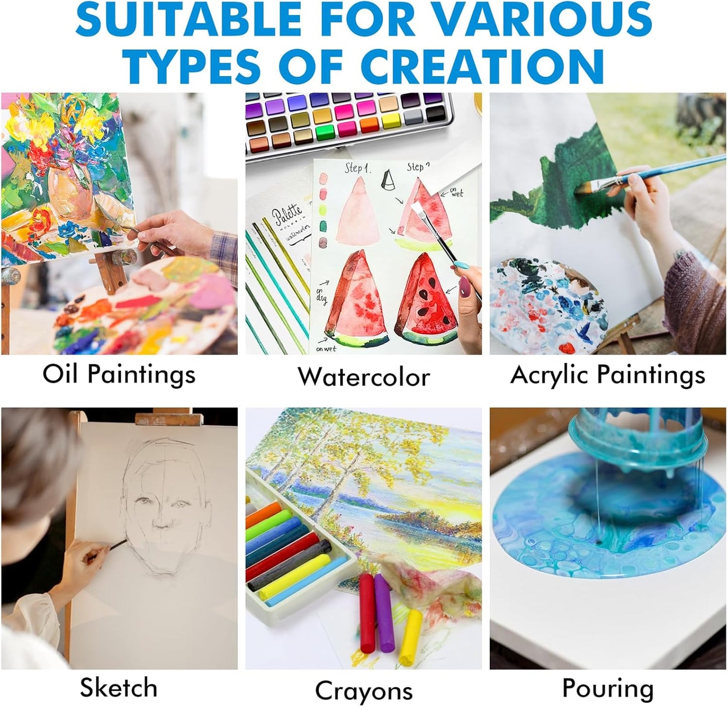 Gotideal Canvas for Painting, 14 Pcs Muti Pack Stretched Painting Canvas, Blank Paint Canvases for Acrylic, Oil, Art Supplies for Artists, Adults 4x4,4x6, 5x7, 8x10,9x12, 11x14 Set of 14