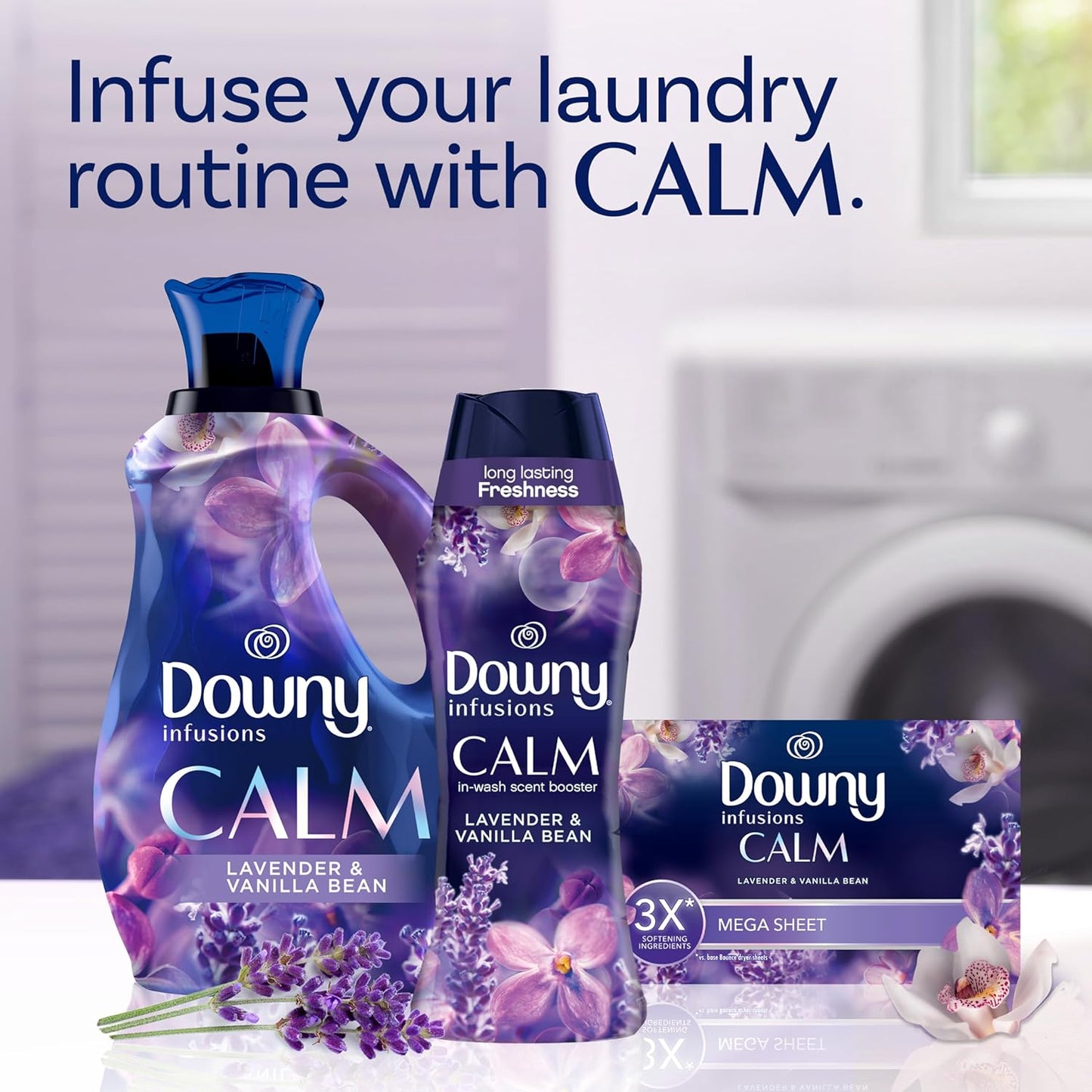 Downy Infusions In-Wash Laundry Scent Booster Beads, CALM, Soothing Lavender and Vanilla Bean Scent, 30.1 oz