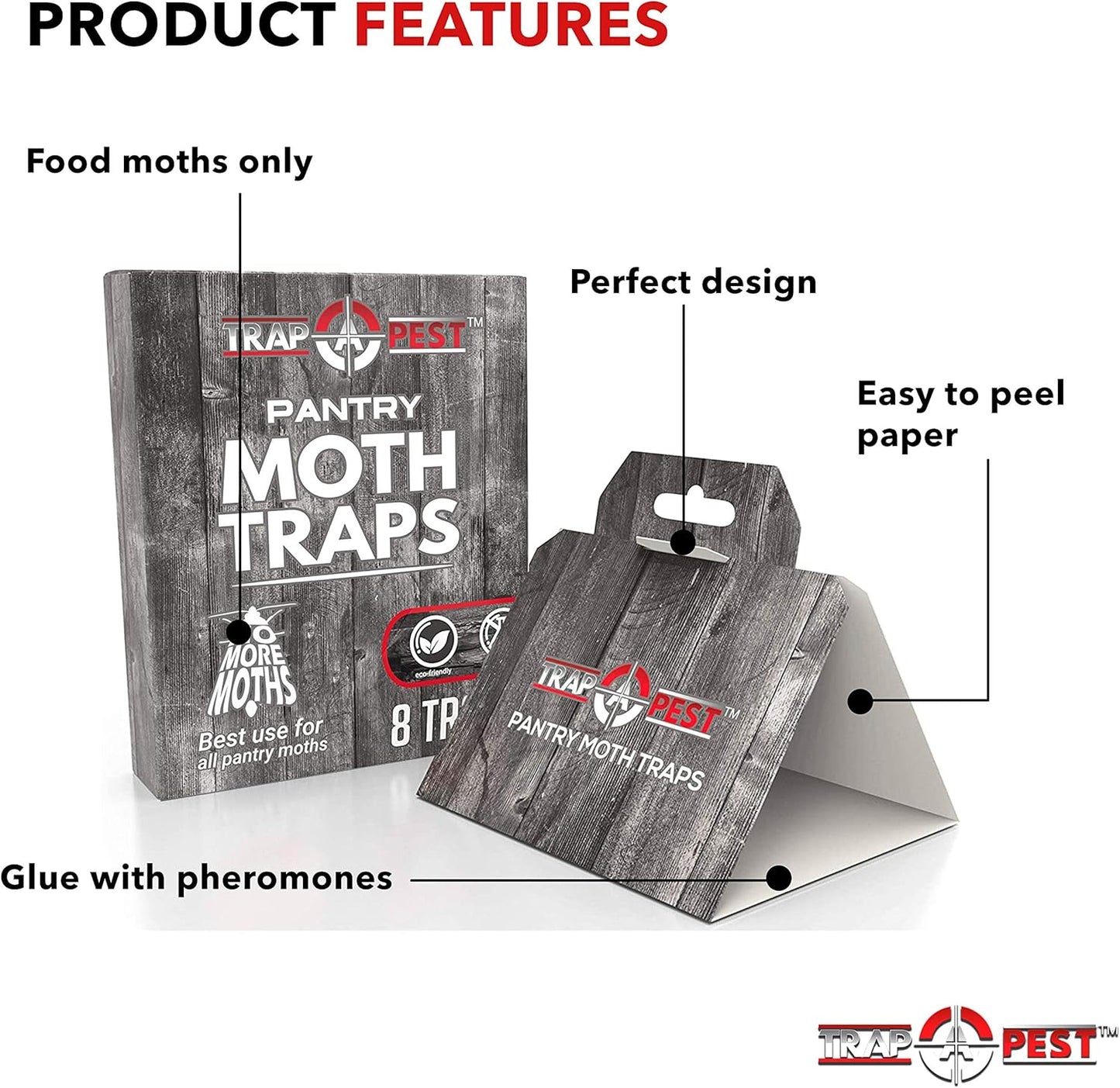 8 Pack Pantry Moth Traps- Safe and Effective for Food and Cupboard- Glue Traps with Pheromones for Pantry Moths