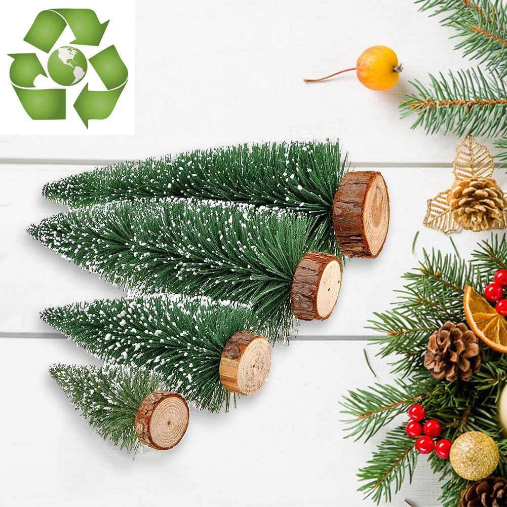 Desktop Miniature Pine Tree Tabletop Christmas Tree Small Pine Tree Decor Christmas Tree Toppers (Green 4pcs)