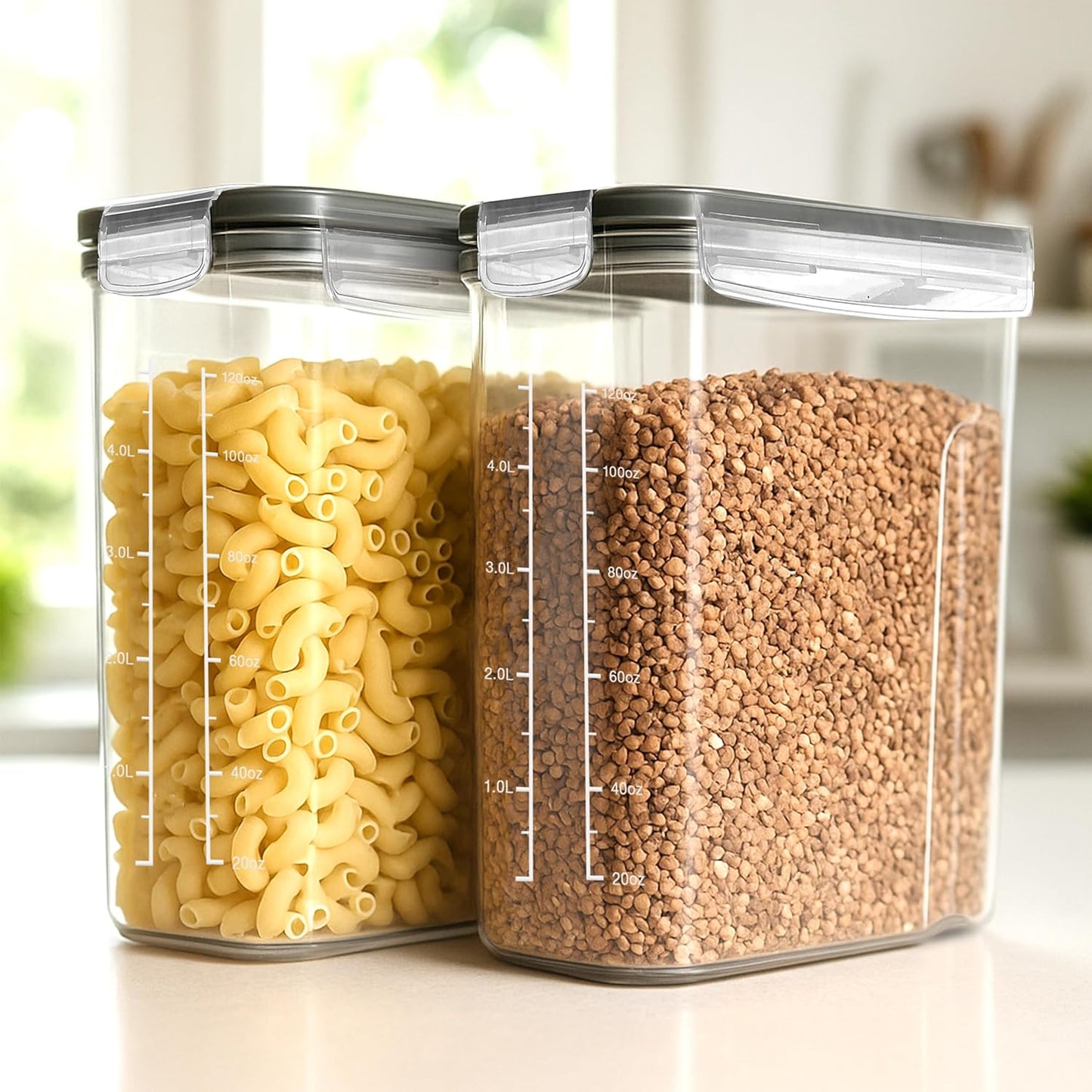 Utopia Kitchen Cereal Containers Storage - Liter Airtight Food Storage Containers & Cereal Dispenser For Pantry Organization And Storage (Clear, 4 Liter Pack of 4)