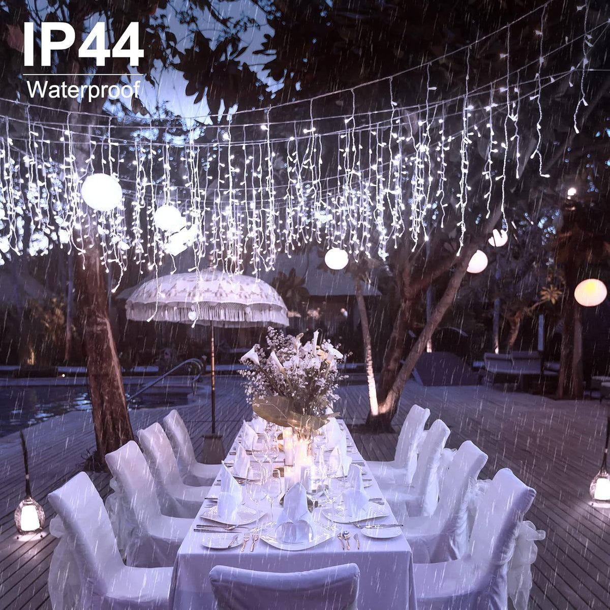Icicle Christmas Lights Outdoor, 40Ft 432 LED Waterproof White Icicle Lights for Outside, 8 Lighting Modes Connectable String Light with Remote,Timer, 81 Drops Christmas Decorations for House Eaves