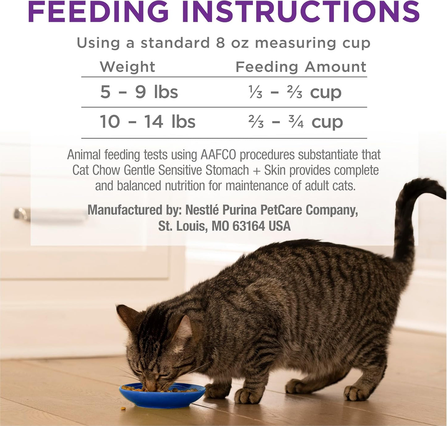 Purina Cat Chow Gentle Dry Cat Food, Sensitive Stomach + Skin - 13 lb. Bag