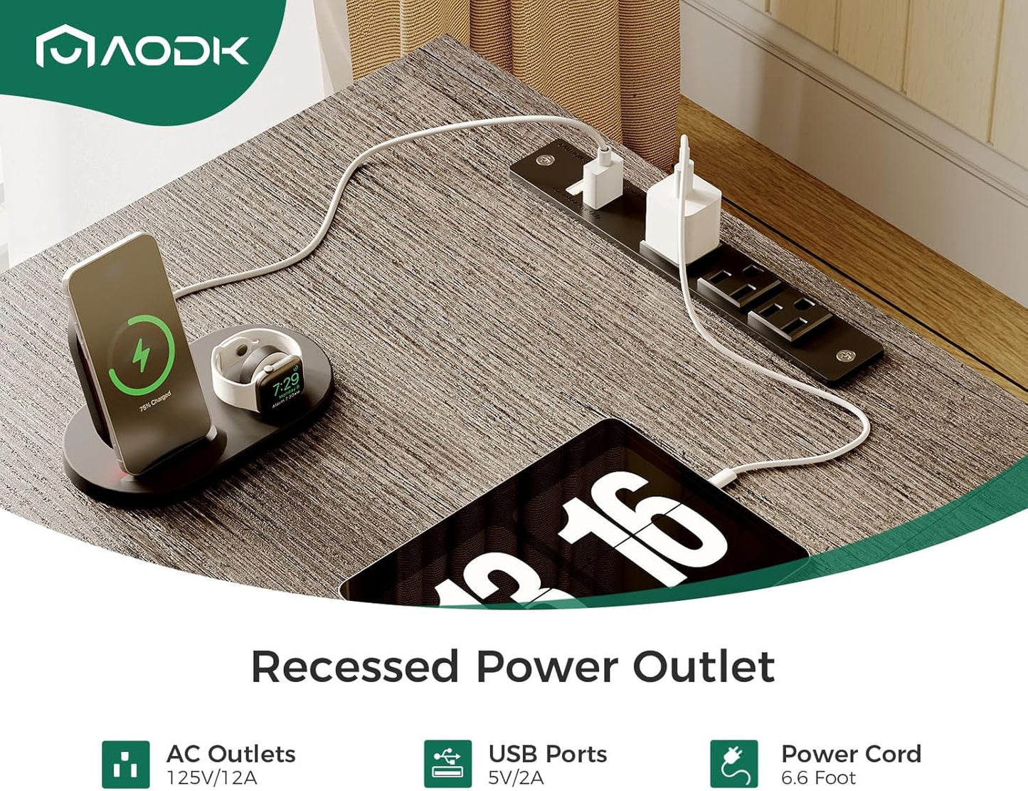 AODK 66" L Shaped Desk, 113" Computer Desk with File Cabinet & 4 Fabric Drawers, Home Office Desk with Monitor Shelf & Power Outlet, Two Person Desk or Corner Desk, Gaming Table with LED Light, Grey