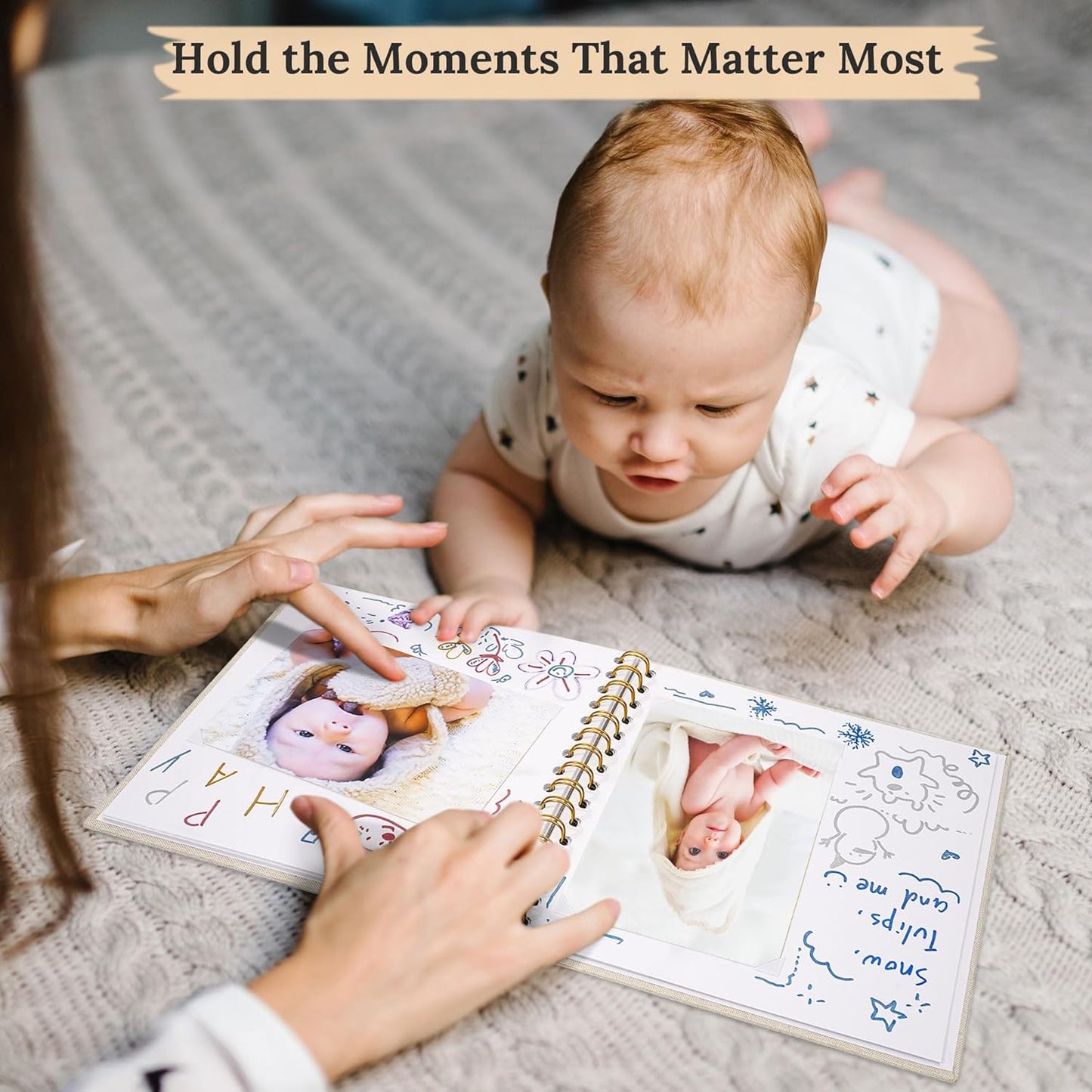 8 x 8 Inch Scrapbook Photo Album Linen Cover, Hardcover Kraft White Pages Memory Book, for Travel Wedding Guest Book Christmas Baby Shower (20 Sheets/ 40 Pages,Beige)