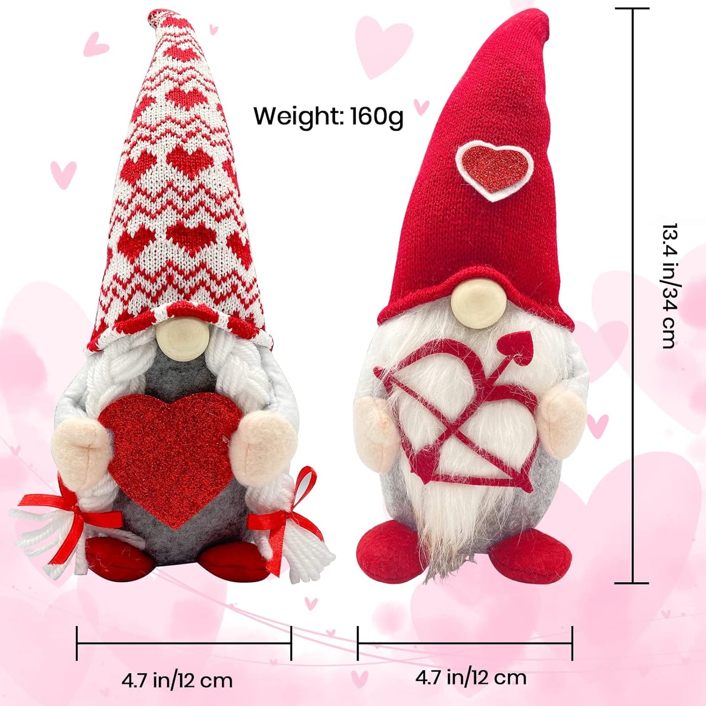 Valentines Day Decor - Valentines Day Decorations - Red Valentine Couple Plush Gnomes Decorations for Home, Office - Valentine's Gifts for Her, Wife, Women - Romantic Anniversary Vday Wedding Gift