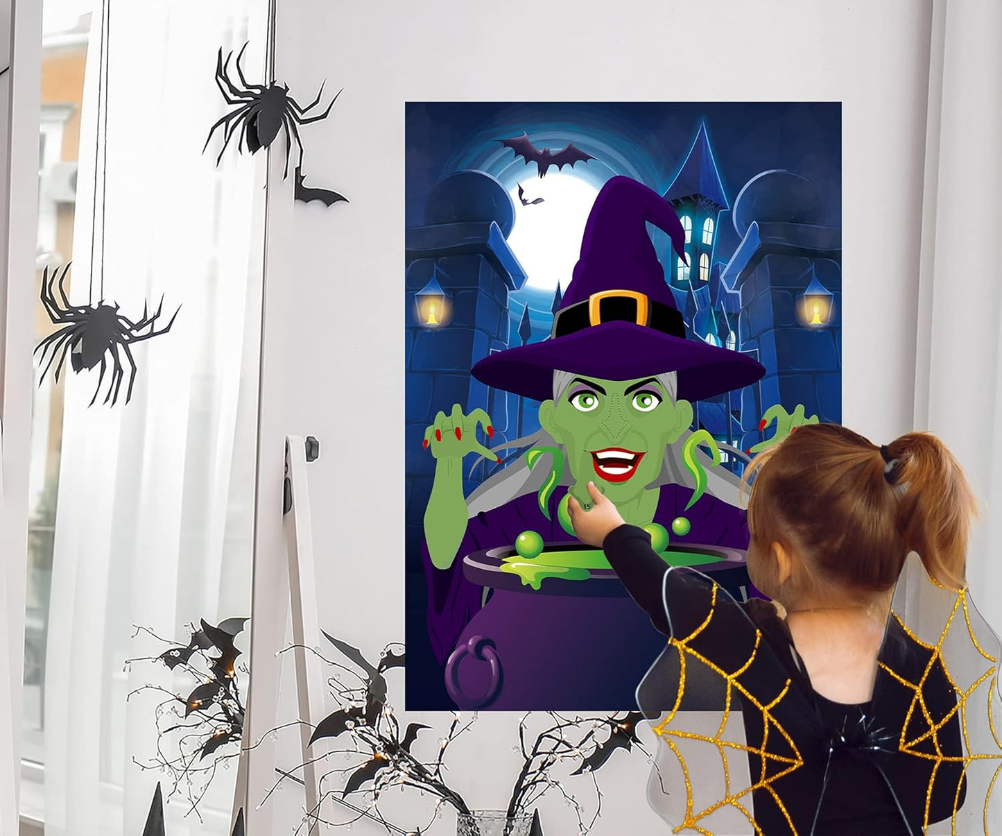 Halloween Games for Kids Pin The Nose on The Witch Game Halloween Party Games for Kids Halloween Witch Party Activities Decorations Pin The Tail Game for Halloween Themed Party Favors Supplies
