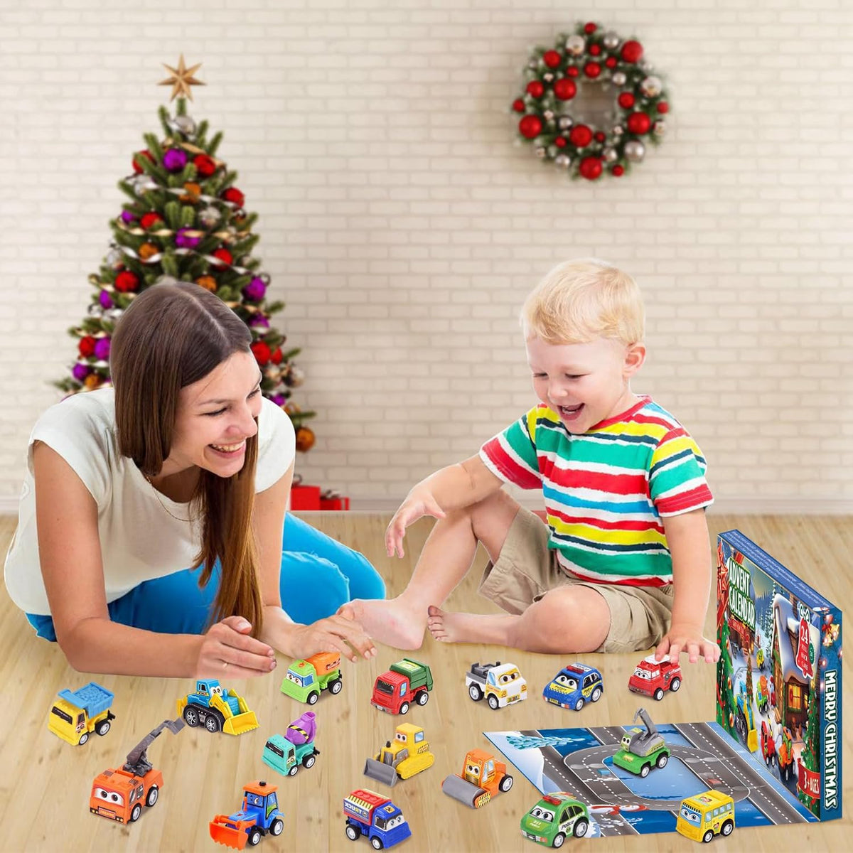 Advent Calendar 2025 for Kids Boys, 24 Days Christmas Countdown Calendar with Pull-Back Cars Vehicles, Holiday Gifts Christmas Advent Calendars Cars Set for Kids Toddlers Boys
