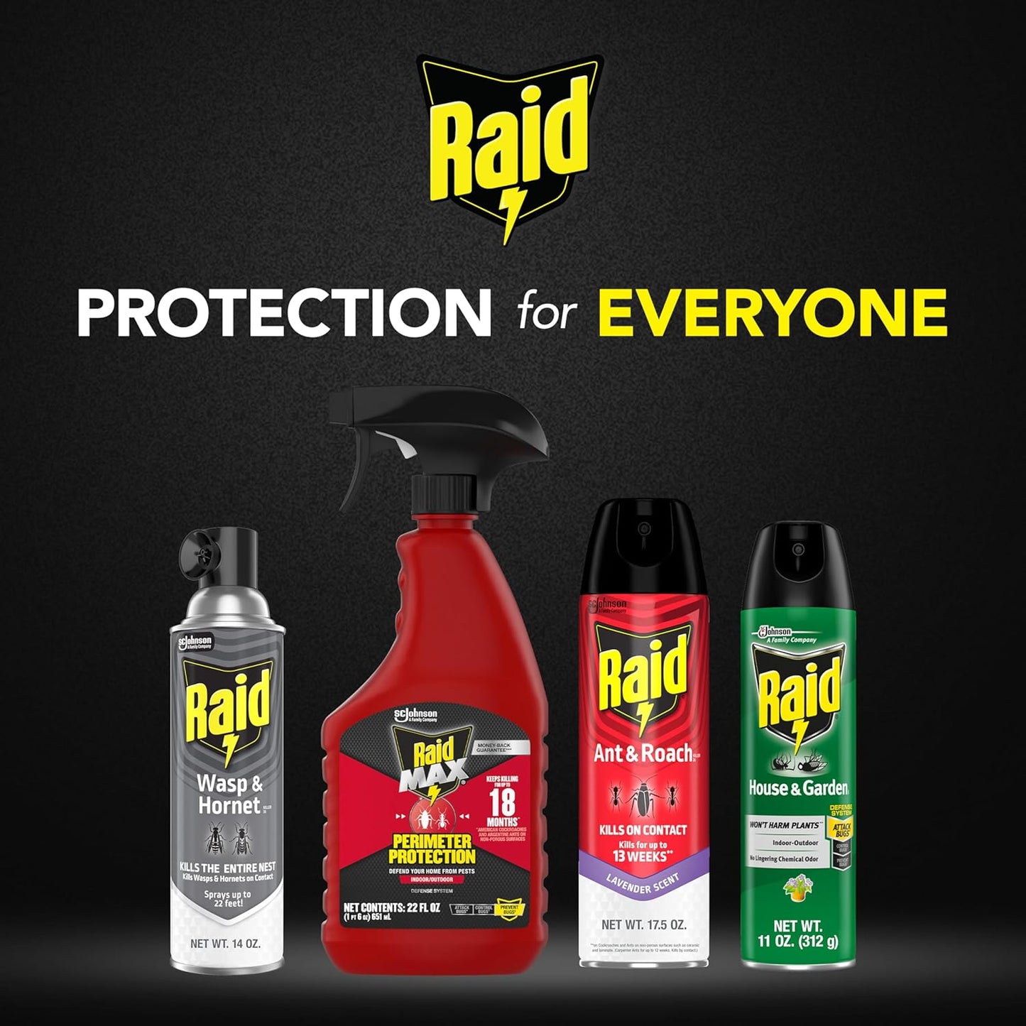 Raid Wasp & Hornet Killer Spray, Bug Killer Kills the Entire Nest, 14 Oz, 2 Count