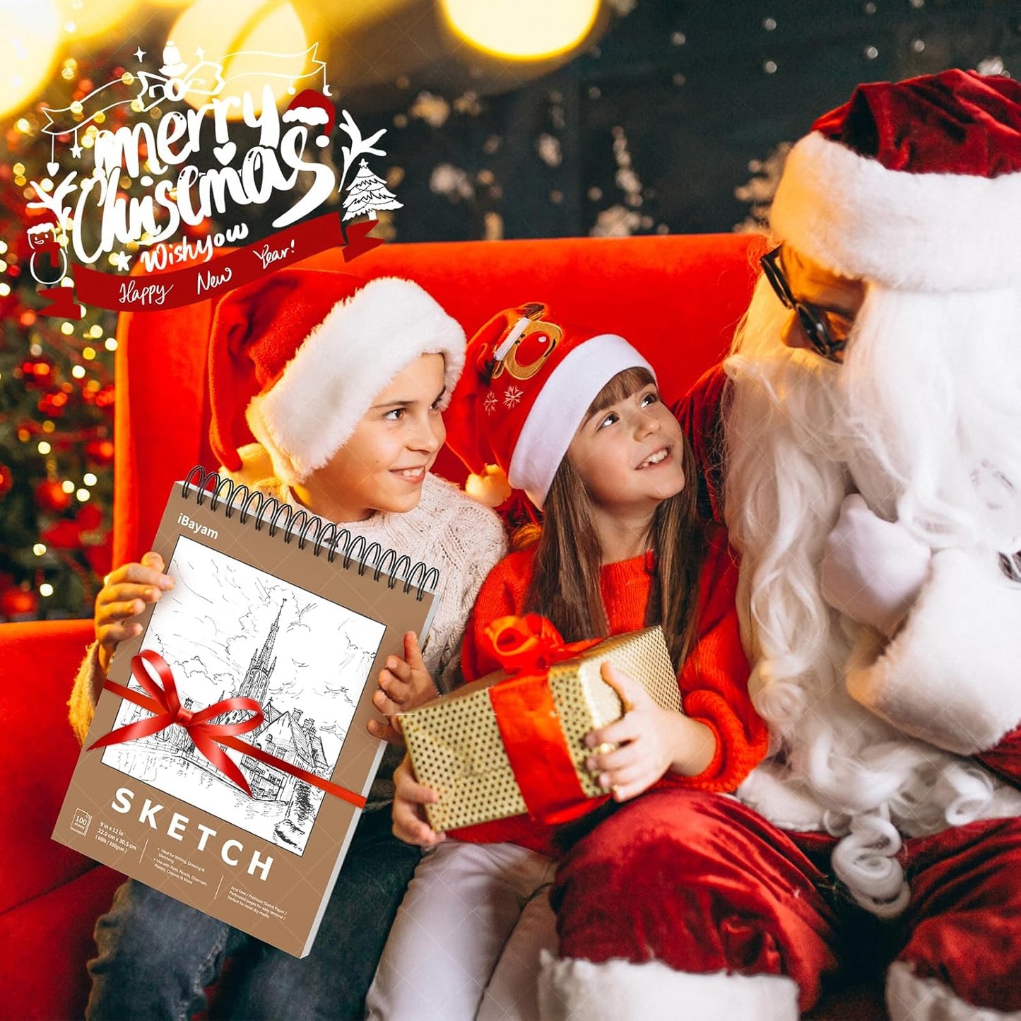 iBayam 9x12 Sketchbook, Spiral Bound Sketch Book for Kids, Teens Adults Artists Beginners, Drawing Supplies Art Supplies,100 Sheets (68lb/100gsm) Premium Drawing Pad for Sketching Writing Painting