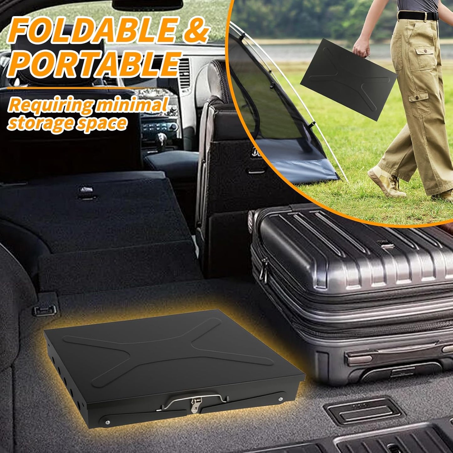 Portable Charcoal Grill Foldable BBQ Grill Kit - Compact Camping Grill for Outdoor BBQ, Cooking, Picnics, Beach, Backyard - Barbecue Accessories with Grill Tools