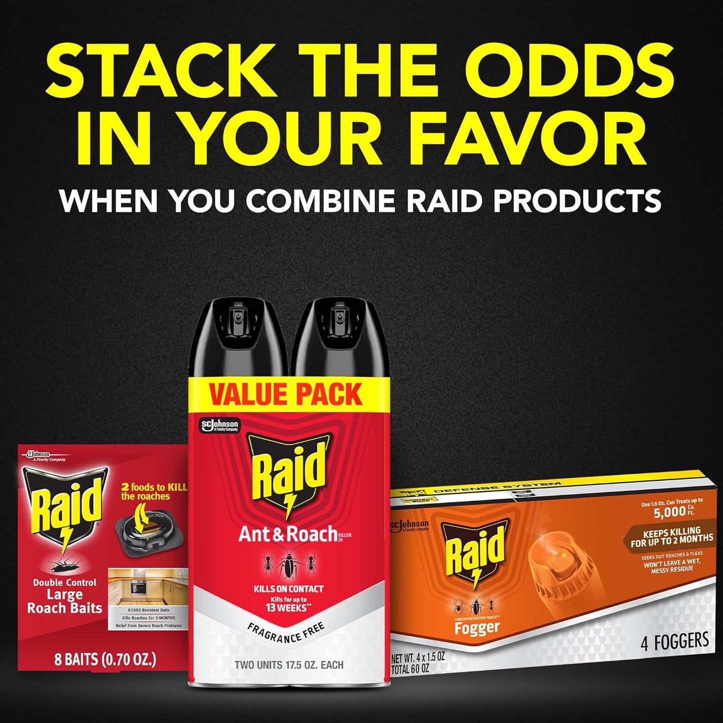 Raid Concentrated Deep Reach Pest Killer & Roach Fogger, 1.5 fl oz, 4 Count