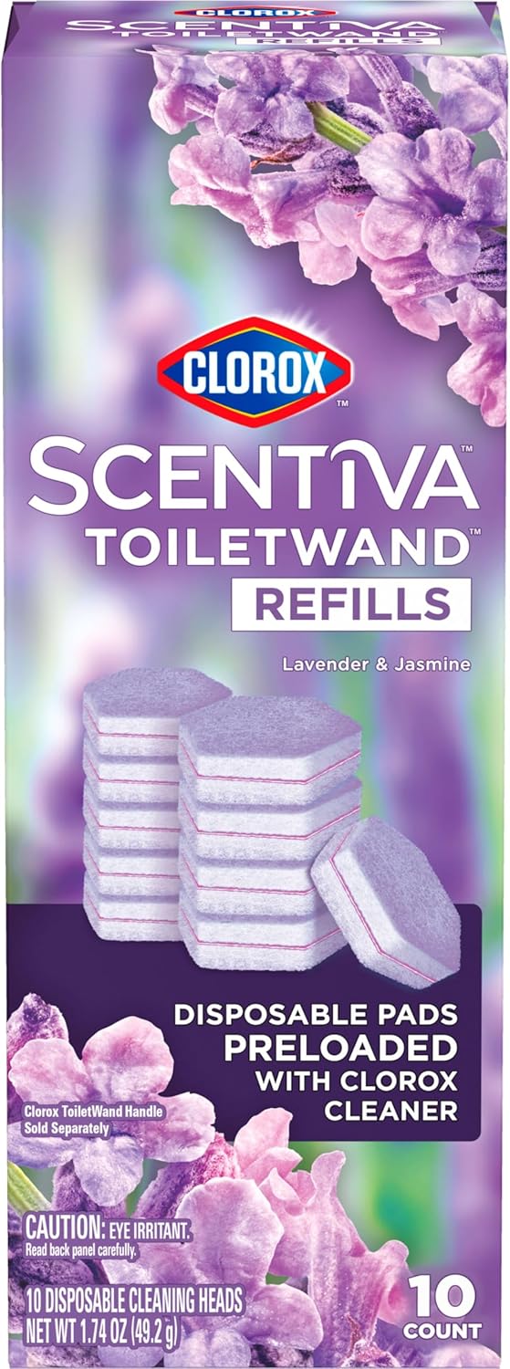 CLOROX Scentiva ToiletWand Refills, Lavender and Jasmine, Dorm Room Essentials, 10 Count