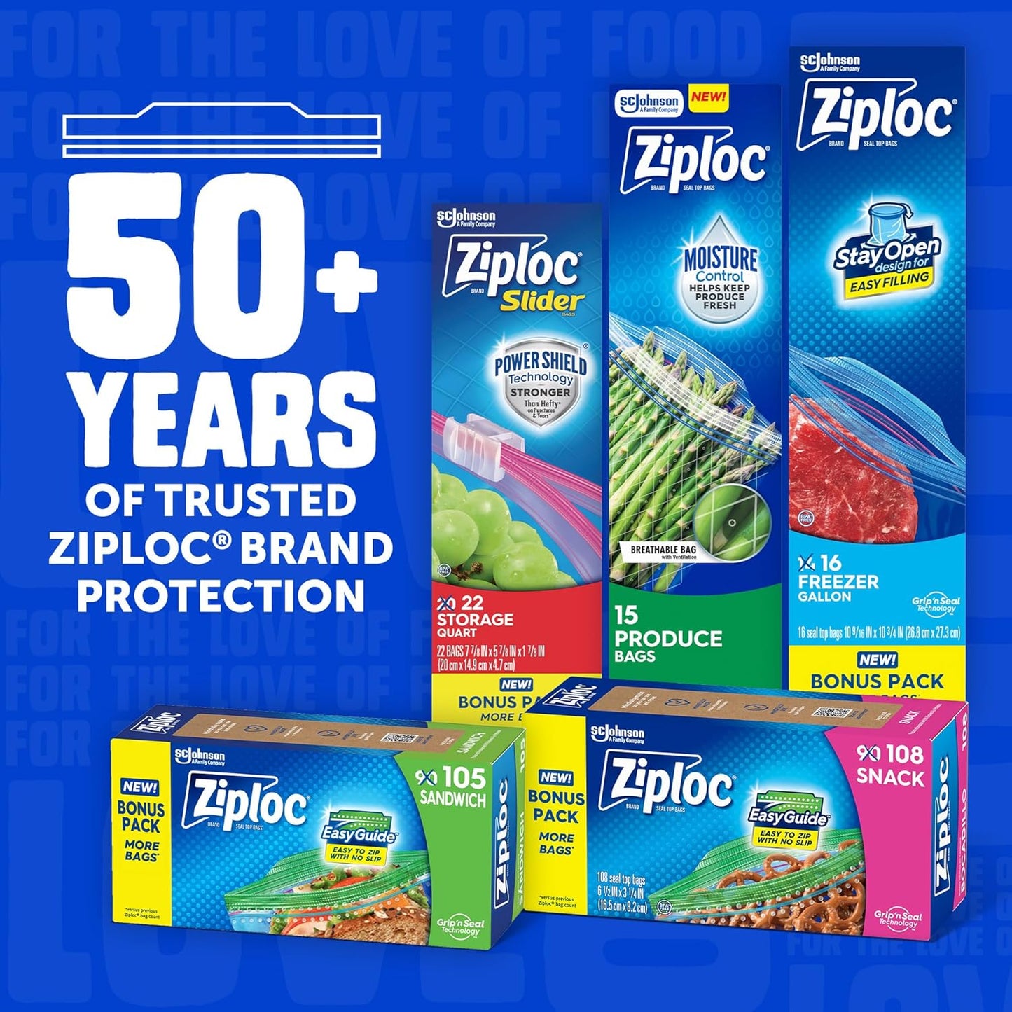 Ziploc Gallon Food Storage Freezer Bags, Stay Open Design, Easy to Fill, 80 count