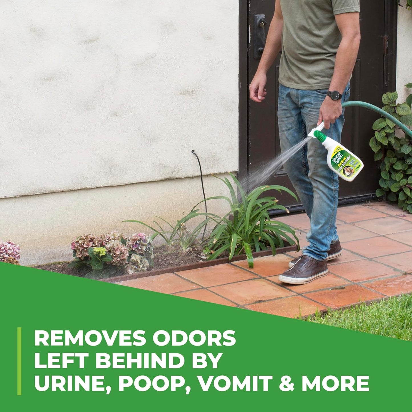 Simple Green Outdoor Odor Eliminator for Pets, Dogs, Ideal for Artificial Grass & Patio (32 oz Hose End Sprayer & 1 Gallon Refill)