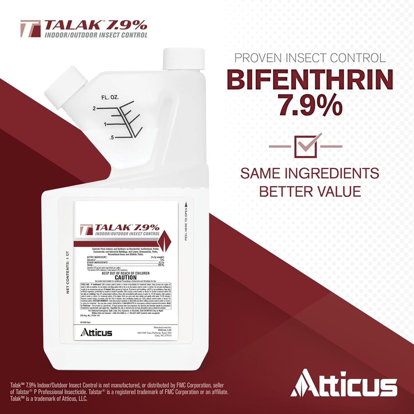 Atticus Talak 7.9% Indoor/Outdoor Insect Control - Bifenthrin Concentrate (32 Ounce)