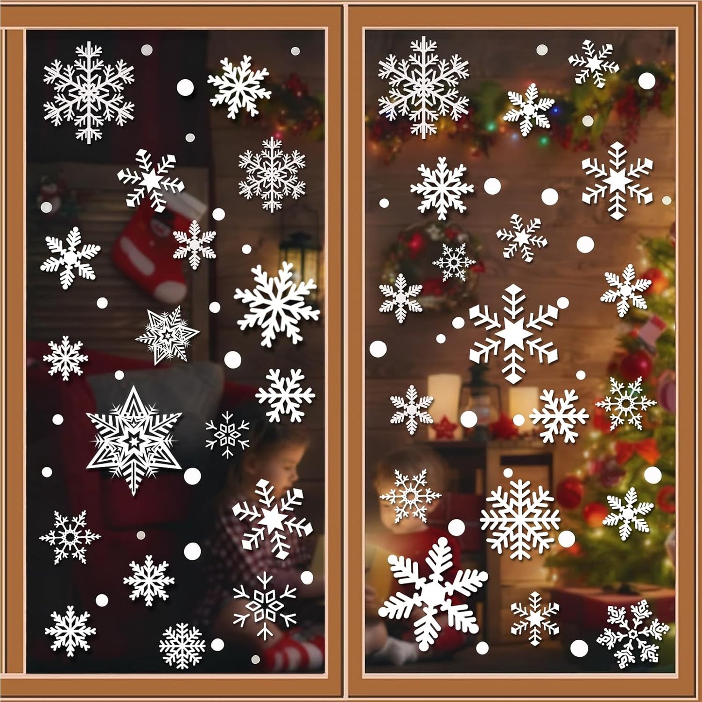 449PCS+ Christmas White Snowflakes Window Clings Decal Stickers Ornaments for Winter New Year Xmas Party Supplies Frozen Wonderland Decorations (10 Sheets)