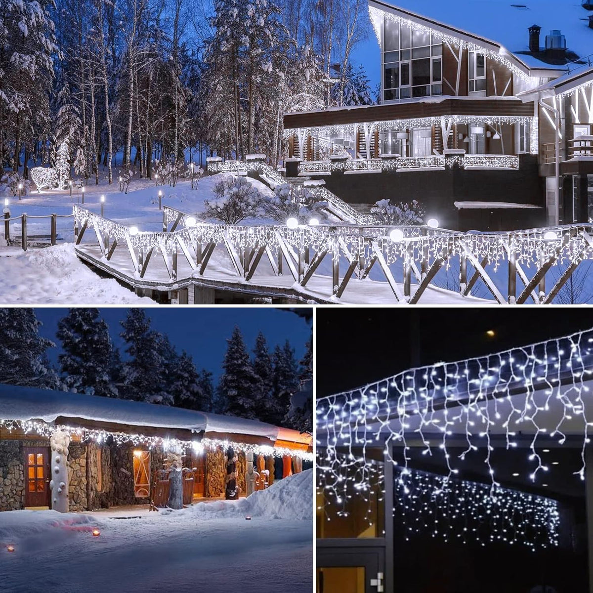 Icicle Christmas Lights Outdoor, 40Ft 432 LED Waterproof White Icicle Lights for Outside, 8 Lighting Modes Connectable String Light with Remote,Timer, 81 Drops Christmas Decorations for House Eaves