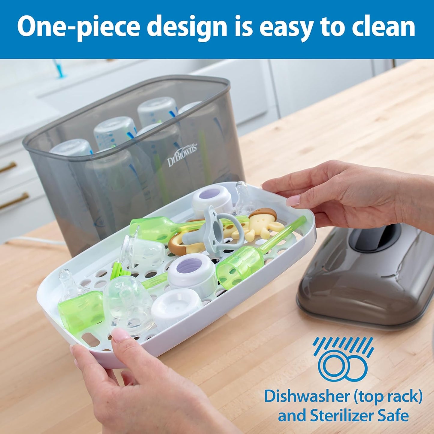 Dr. Brown's HappyPaci 100% Silicone Baby Pacifier, Contoured One-Piece Design, Light Pink/Pink/White, 0-6m, BPA-Free, 3-Pack