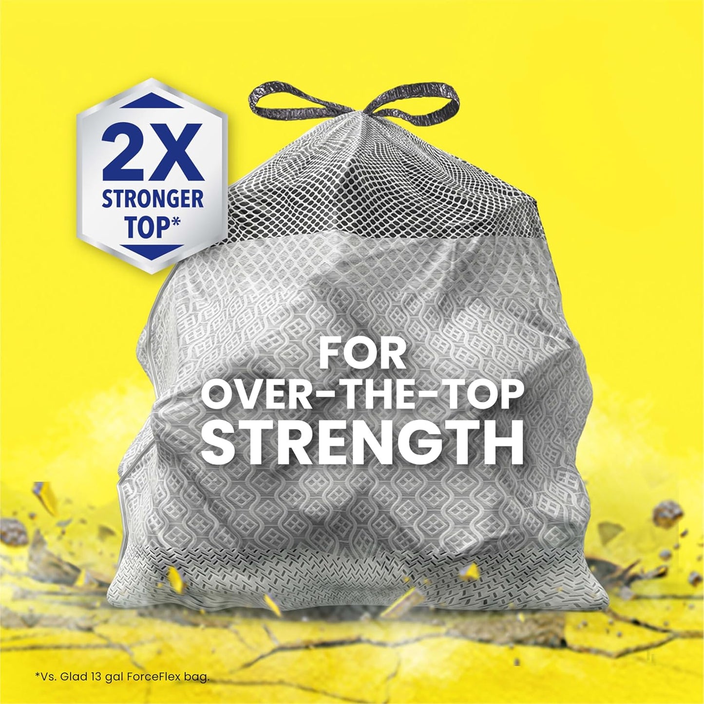 Glad ForceFlex MaxStrength Kitchen Drawstring Trash Bags, 20 Gal, Fresh Clean, 80 Ct, Pack May Vary