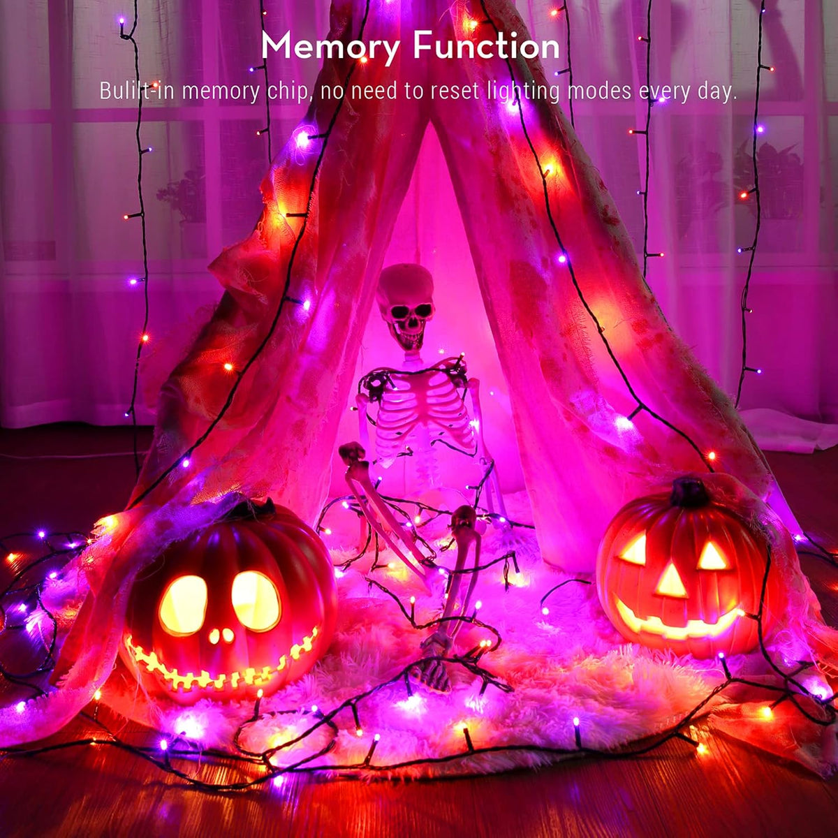 Brizled Halloween Lights String, 164FT 500 LED Halloween Lights, Outdoor Halloween Lights 8 Modes Waterproof, Plug in String Lights for Halloween Thanksgiving Party Tree Indoor Decor (Orange & Purple)