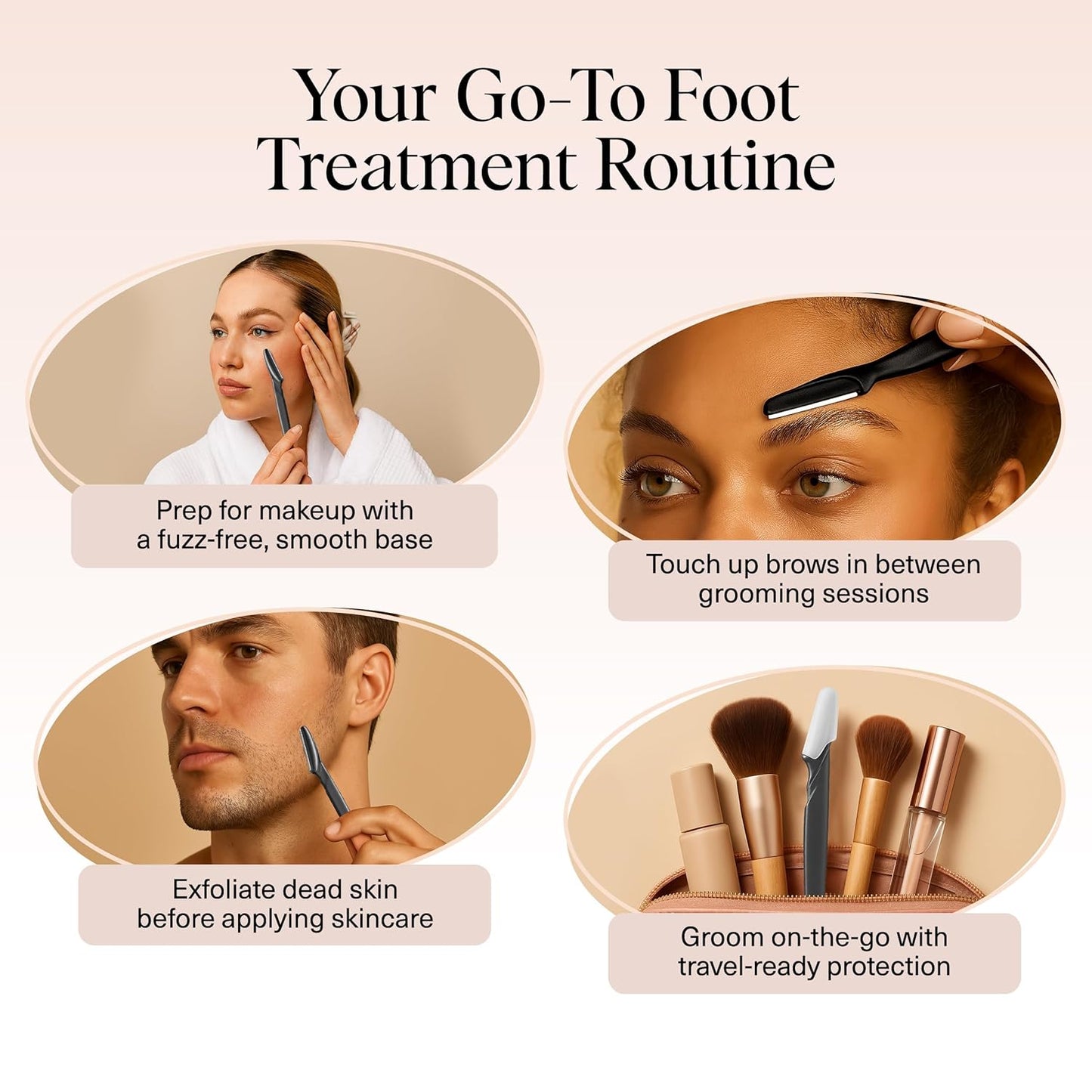 Kitsch Dermaplane Razor for Women Face – Face Razors for Women & Men, Eye Brow Razors & Face Shaver – Exfoliating Facial Razor & Dermaplaner as Skin Care Tool for Smoother Skin - Black, 12 pcs