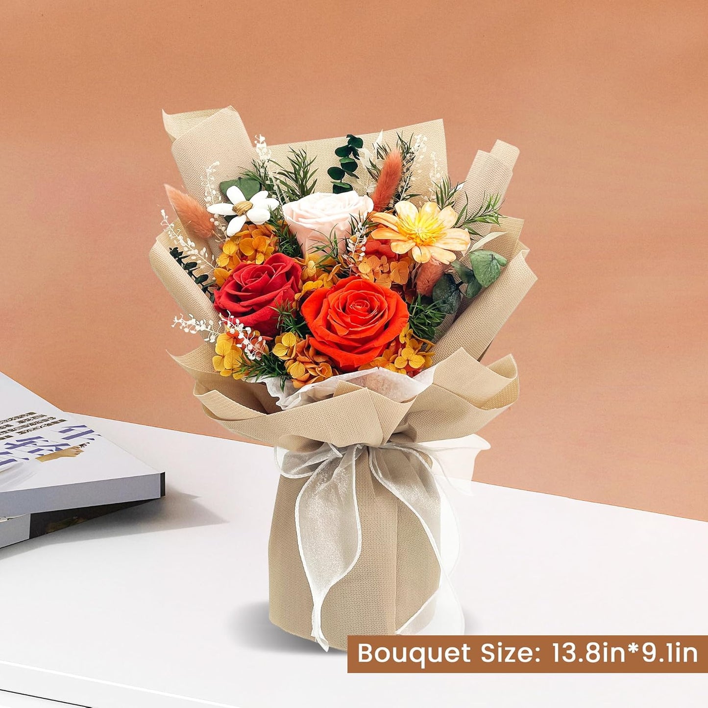QOEAZY Flowers for Delivery, Preserved Flowers Bouquet with Gift Box, Rose Gifts for Women Mom Grandma