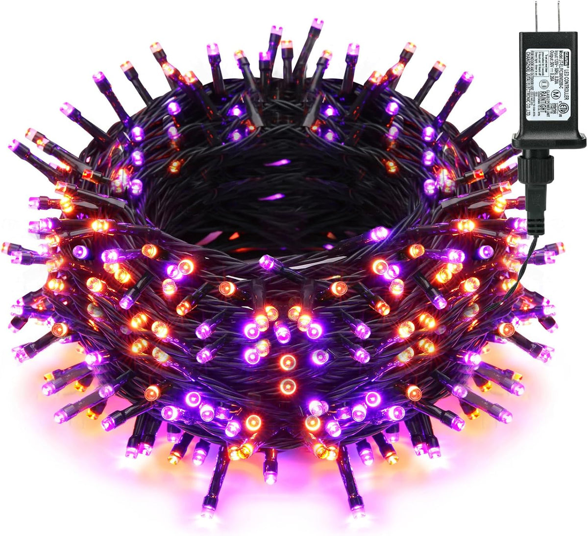 Brizled Halloween Lights String, 164FT 500 LED Halloween Lights, Outdoor Halloween Lights 8 Modes Waterproof, Plug in String Lights for Halloween Thanksgiving Party Tree Indoor Decor (Orange & Purple)