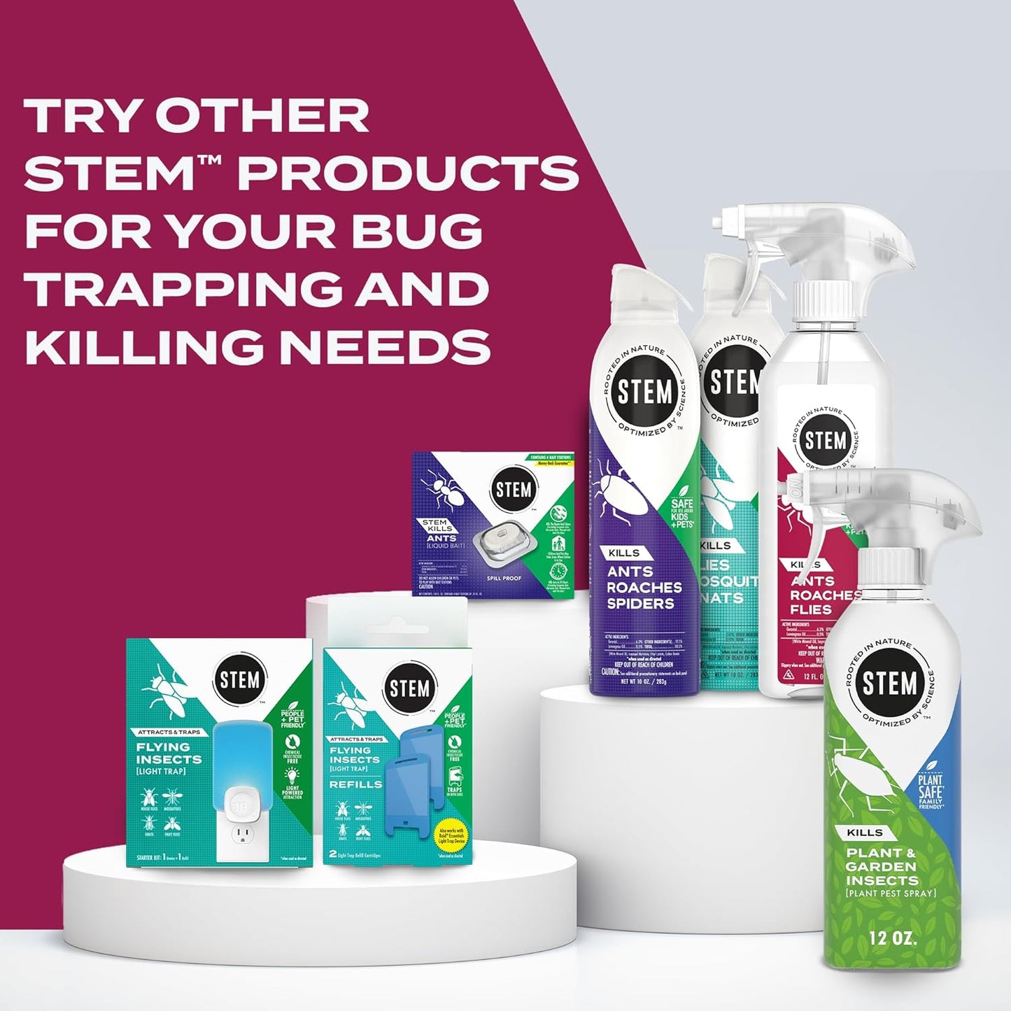 STEM Kills Ants, Roaches and Flies: Plant-Based Active Ingredient Bug Spray, Botanical Insecticide For Indoor And Outdoor Use; 12 fl oz (Pack Of 1)