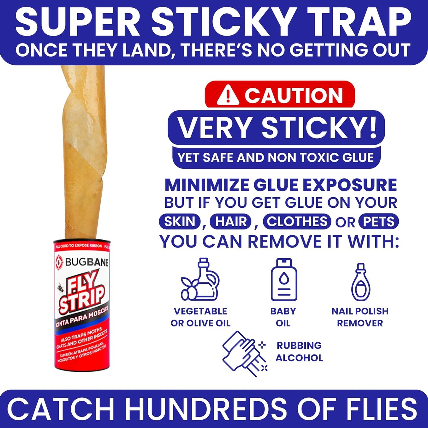 Fly Strips Indoor Sticky Hanging 24pk with Pins. Non Toxic Outdoor Fly Trap Indoor for Home. Flies Tape Paper Trap Ribbon Roll for House Gnat Fruit and Housefly. Bug Catchers for Inside Home Flypaper
