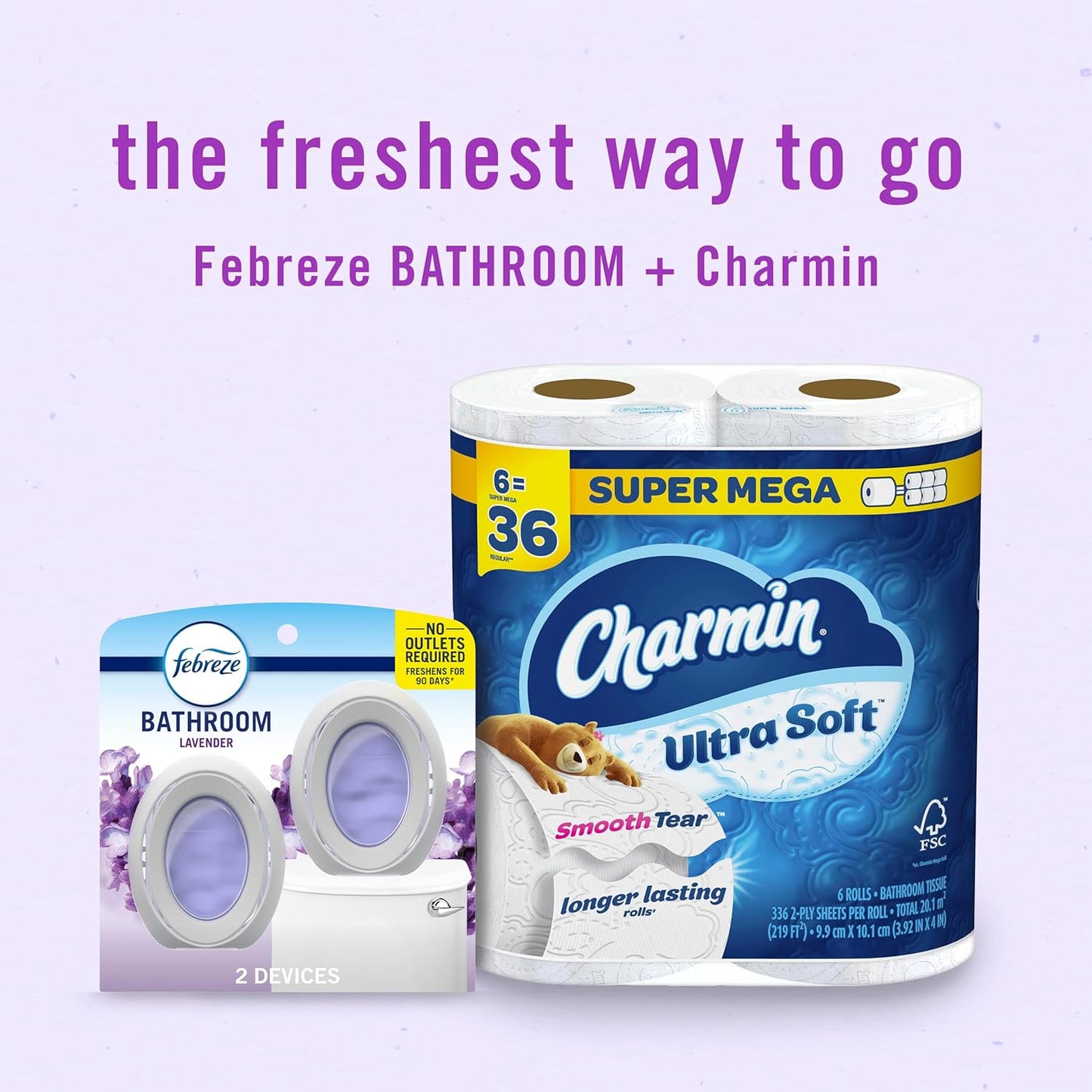 Febreze Small Spaces Air Freshener, Odor-Fighting, Plug In Alternative, Air Fresheners for Home and Bathroom and Kitchen, Closet Air Fresheners, Light Lavender Scent, 2 Count