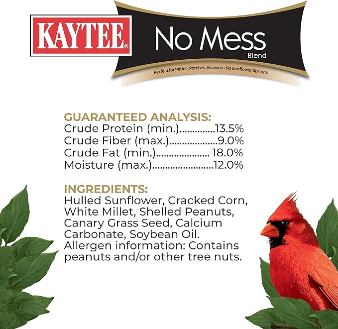 Kaytee Wild Bird (No Mess or Waste Free) Food Seed Blend For Blue Jays, Woodpeckers, Juncos, Cardinals, Grosbeaks, Sparrows, and Finches, 10 Pound, (Packaging May Vary)