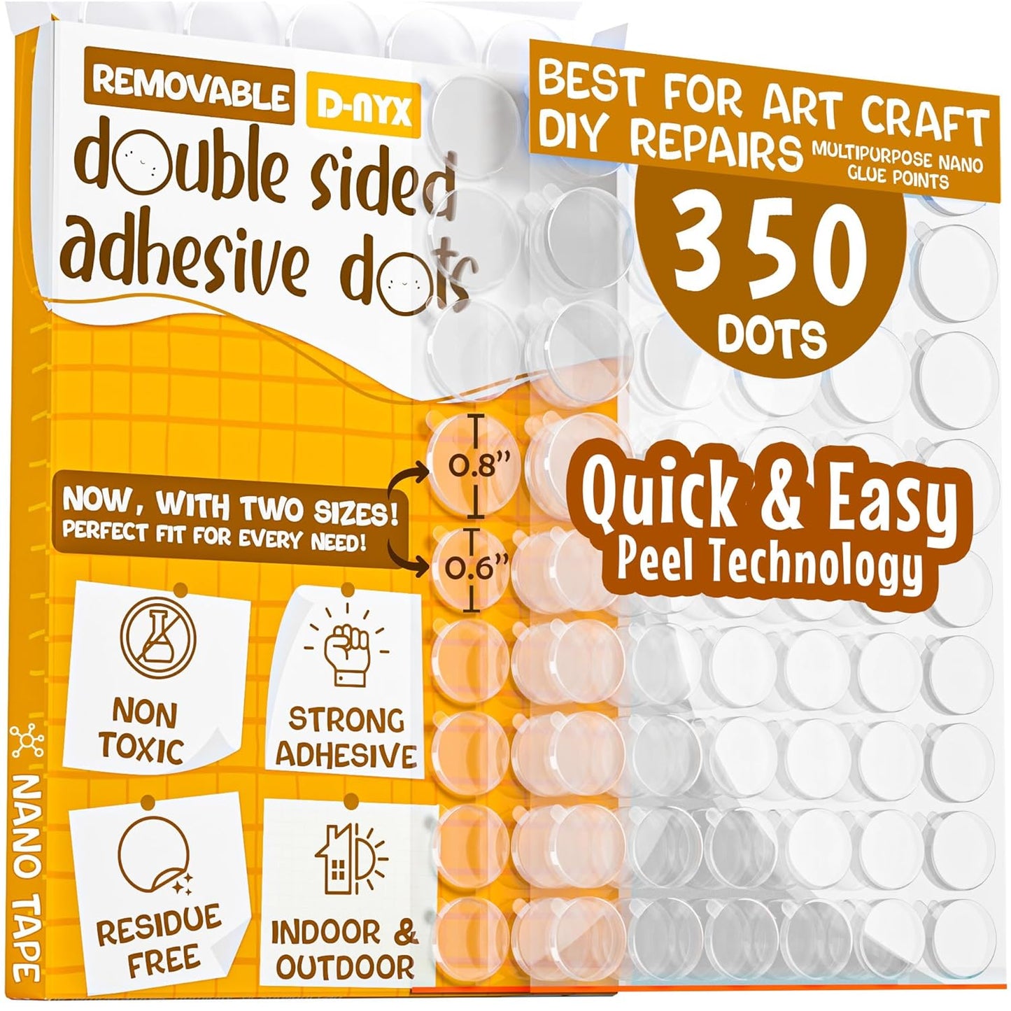 Double Sided Tape Adhesive Dots Stickers 280, 350, 450, 550 or 700 Pack Removable Putty No Trace Clear Sticky Tac Blue Sticky Tack Balloon Tassels Picture Hanging Strips (350 Sticky Dots)