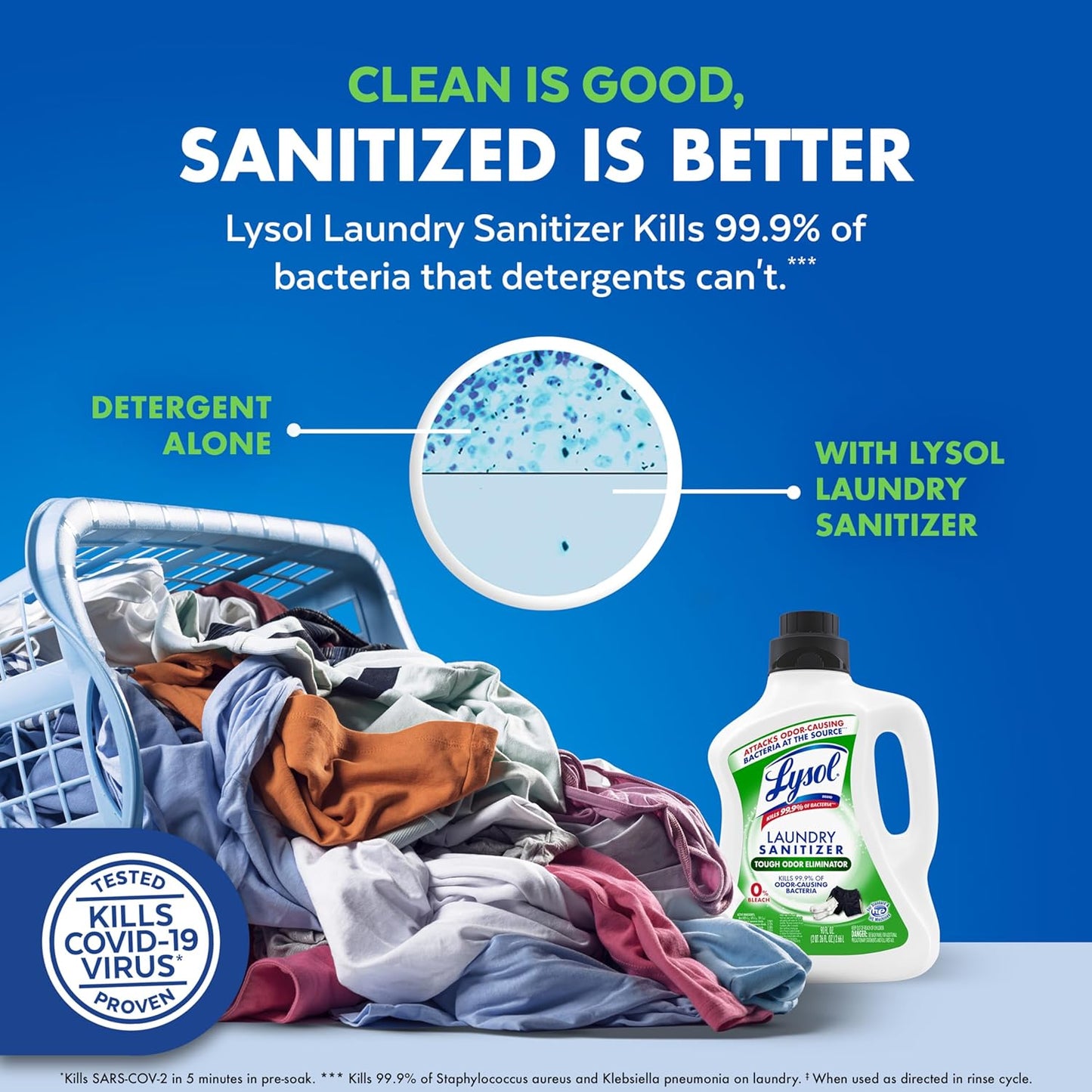 Lysol Tough Odor Eliminator Laundry Sanitizer Additive, Sanitizing Liquid for Gym Clothes and Activewear, 0% Bleach, Eliminates Odor Causing Bacteria, 90oz