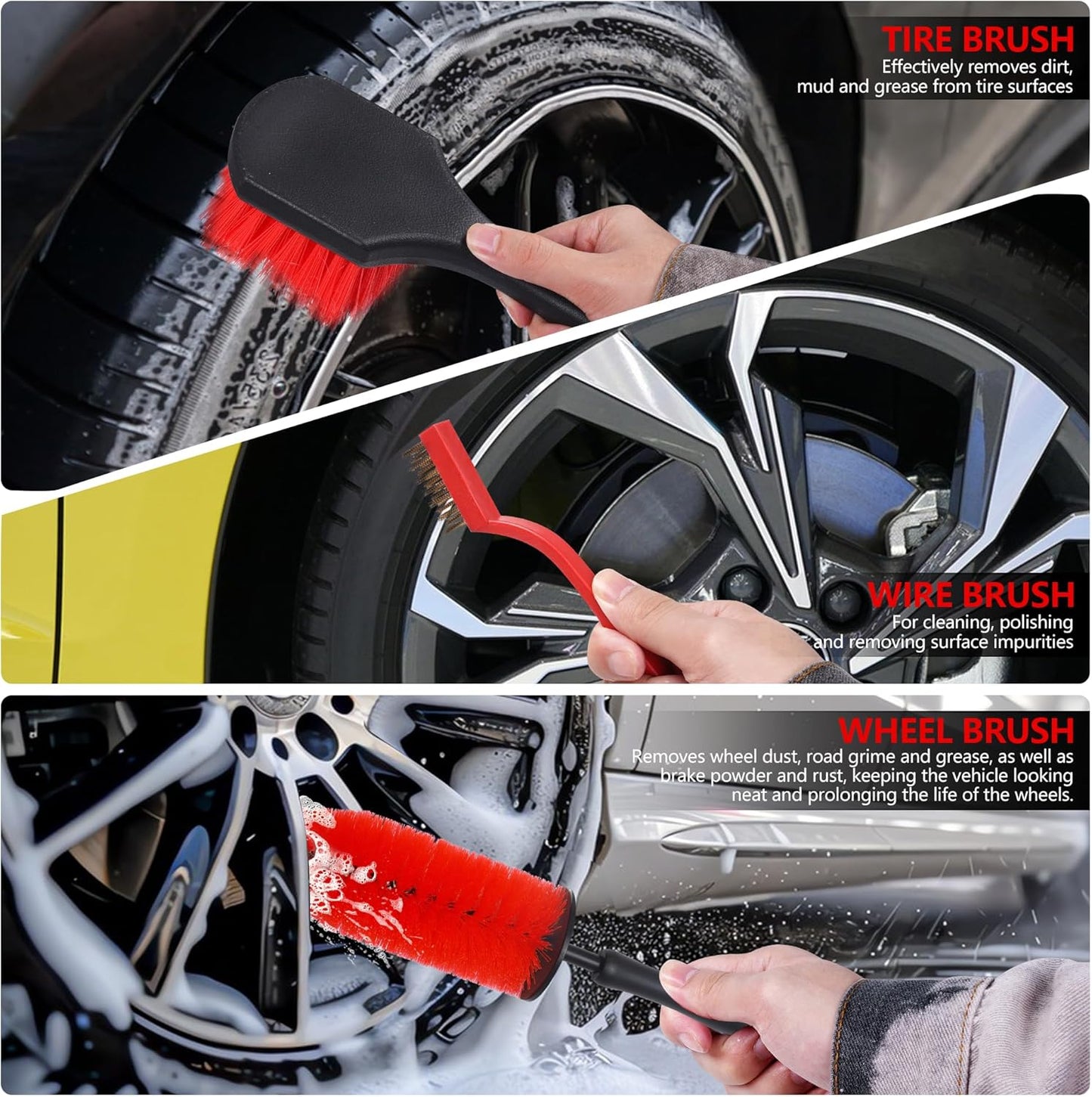 35Pcs Car Detailing Kit, Car Cleaning Kit with Windshield Cleaning Tool and Tool Box, Interior & Exterior Auto Care Supplies and Brushes (B:35PCS-R)