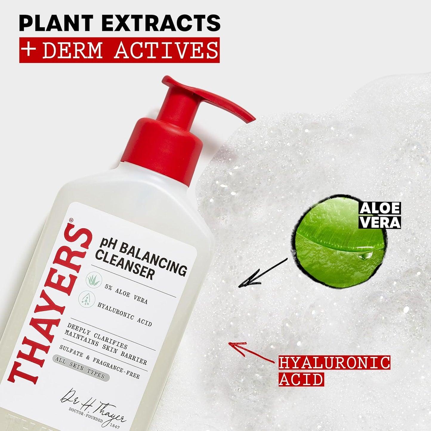 THAYERS pH Balancing Daily Cleanser, Face Wash with Aloe Vera 8 FL Oz.